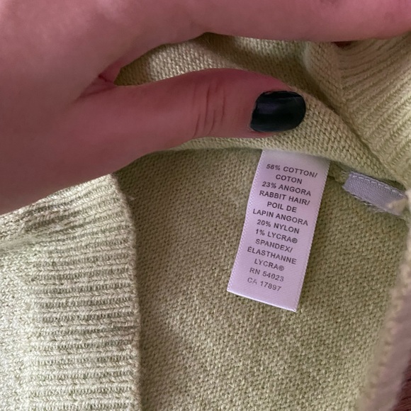 Banana Republic pastel green rabbit fur tank top sweater with paisley embroidery - Picture 5 of 8